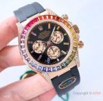Noob V13 1:1 Replica Rolex Rainbow Daytona Watch in 7750 904L Rose Gold Oysterflex Band
